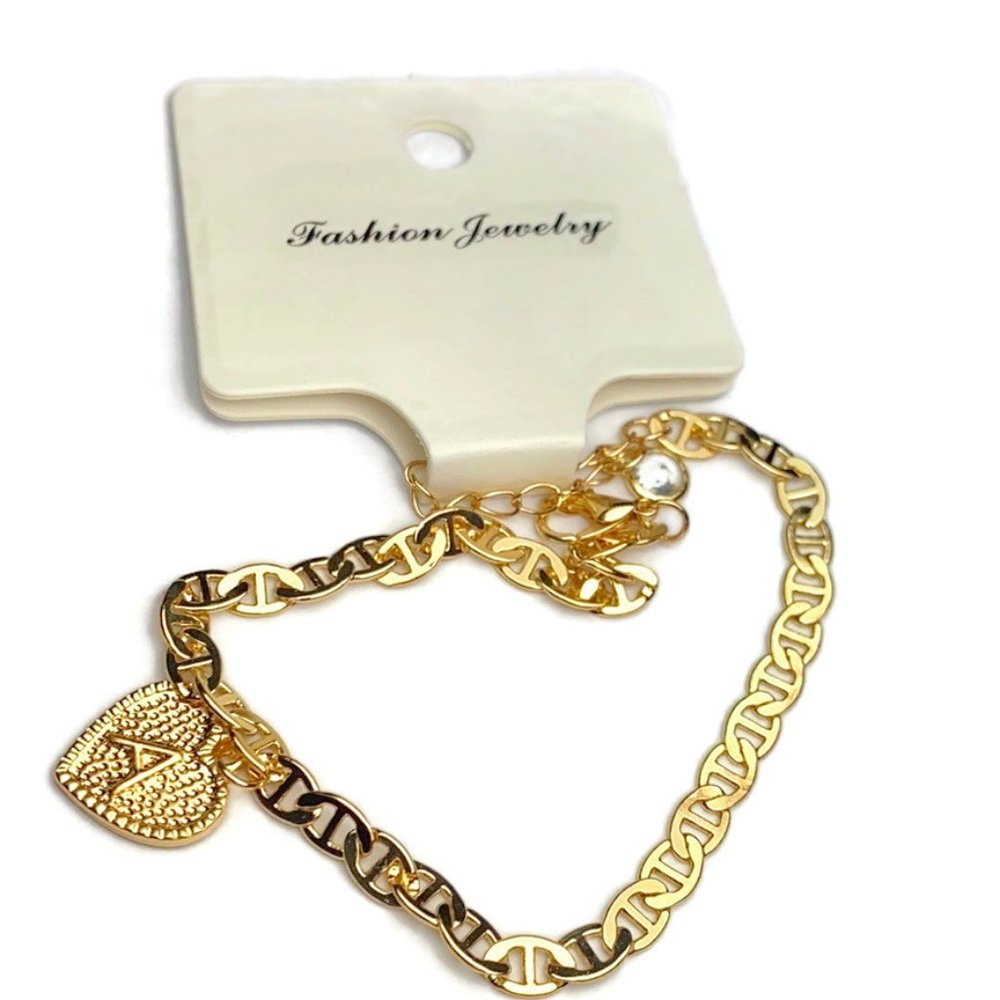 Letter heart ankle bracelet